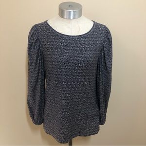 Nation LTD Cecilia ballon puff long sleeve tee top blouse Pima cotton seurat